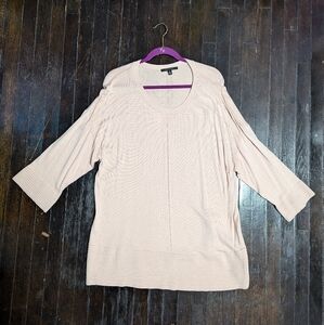 Cyrus Ribbed Long Sleeve Pink Crew Neck Sweater